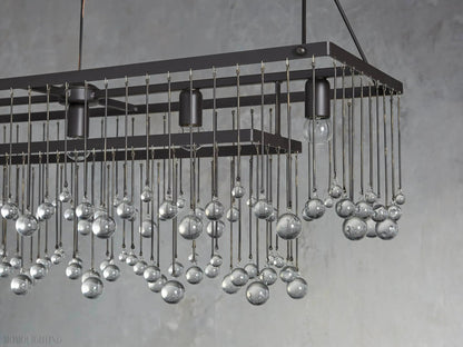 Aubrey Crystal Ball Rectangular Chandelier 47'' 60''-Nobipets