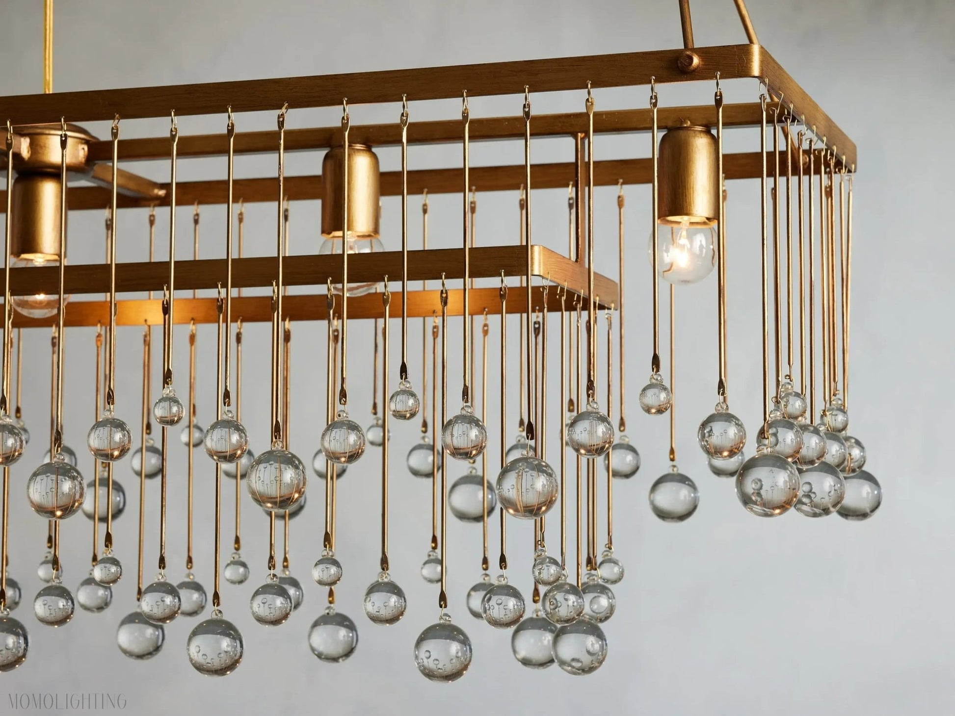 Aubrey Crystal Ball Rectangular Chandelier 47'' 60''-Nobipets
