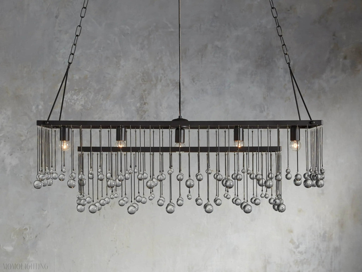 Aubrey Crystal Ball Rectangular Chandelier 47'' 60''-Nobipets