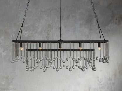 Aubrey Crystal Ball Rectangular Chandelier 47'' 60''-Nobipets