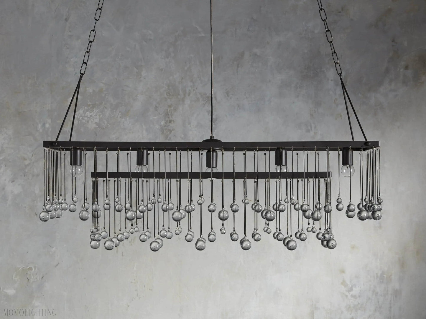 Aubrey Crystal Ball Rectangular Chandelier 47'' 60''-Nobipets