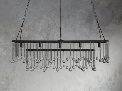 Aubrey Crystal Ball Rectangular Chandelier 47'' 60''-Nobipets