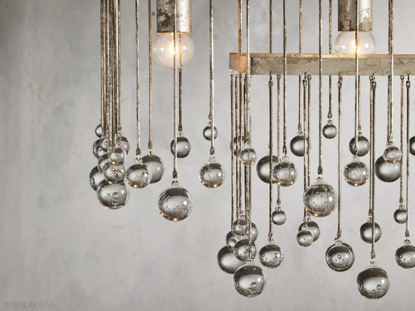 Aubrey Crystal Ball Rectangular Chandelier 47'' 60''-Nobipets