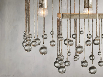 Aubrey Crystal Ball Rectangular Chandelier 47'' 60''-Nobipets