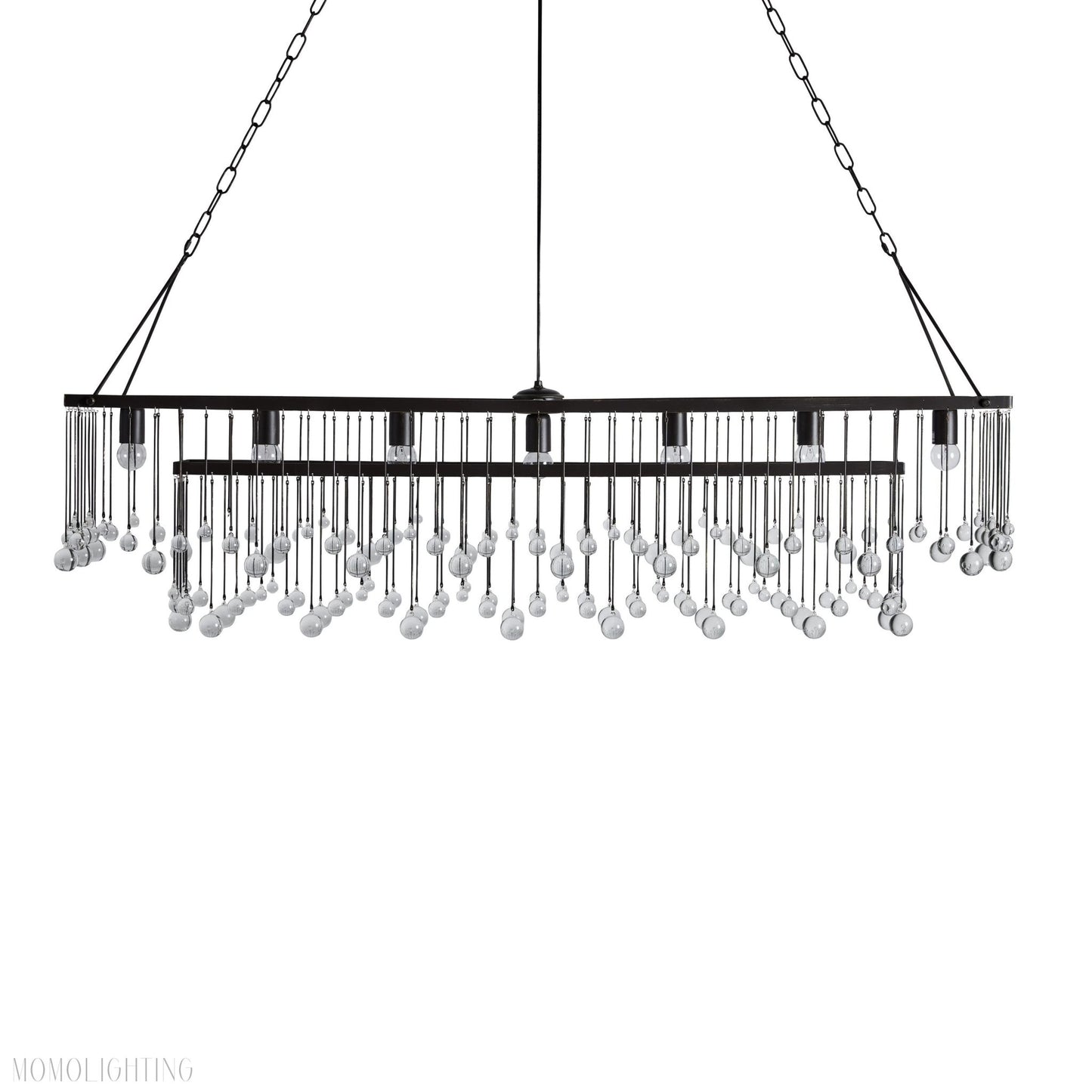 Aubrey Crystal Ball Rectangular Chandelier 47'' 60''-Nobipets