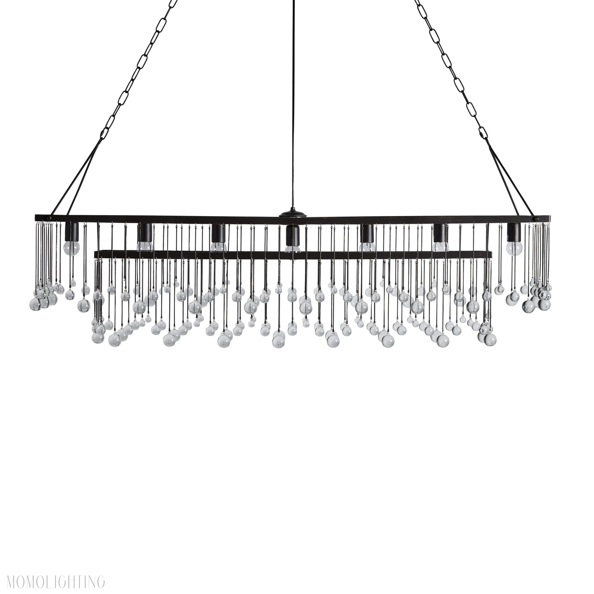 Aubrey Crystal Ball Rectangular Chandelier 47'' 60''-Nobipets