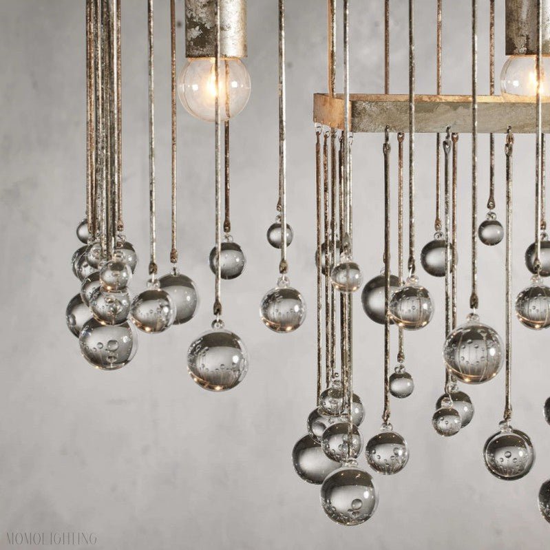 Aubrey Crystal Ball Rectangular Chandelier 47'' 60''-Nobipets