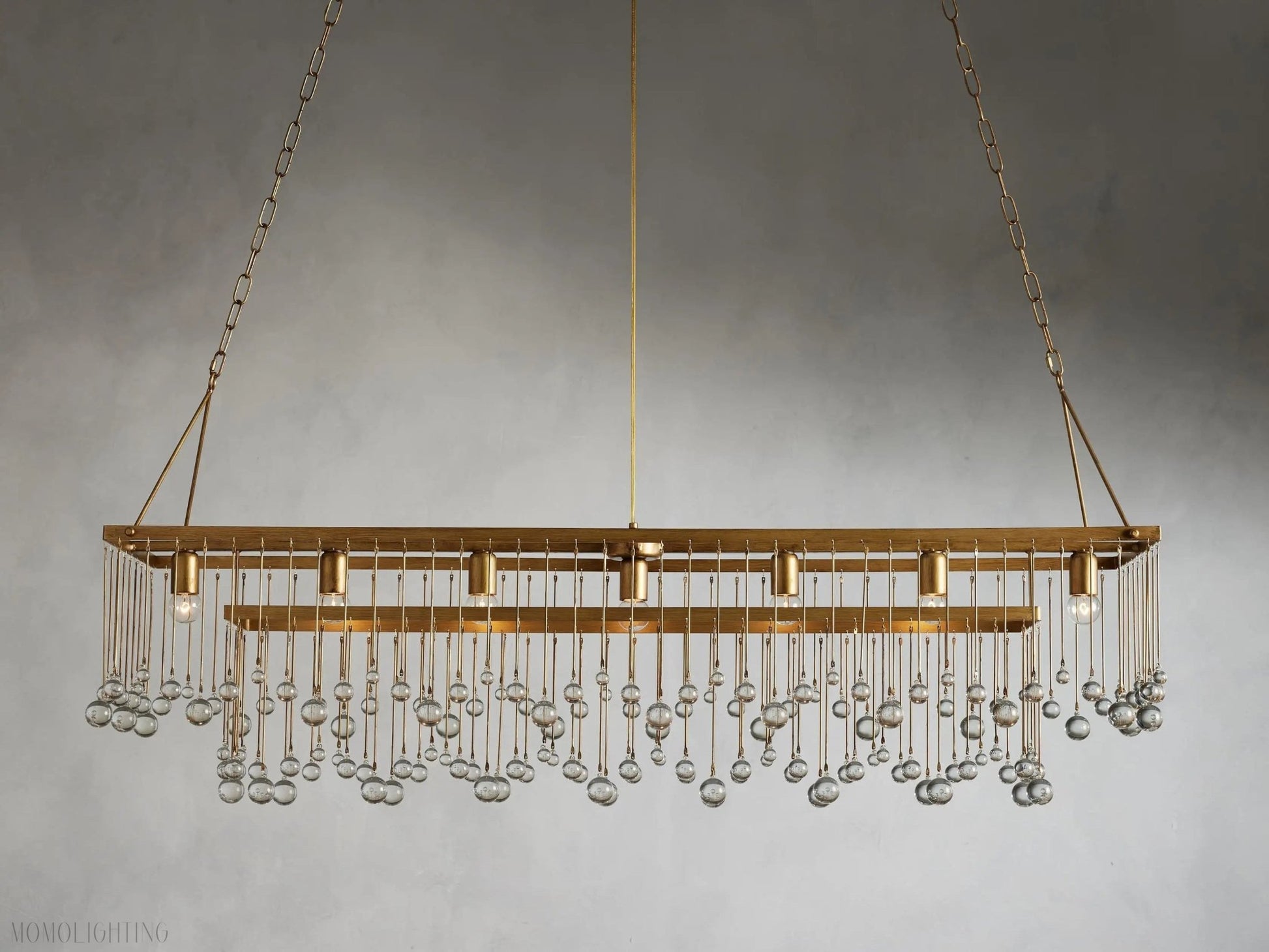 Aubrey Crystal Ball Rectangular Chandelier 47'' 60''-Nobipets
