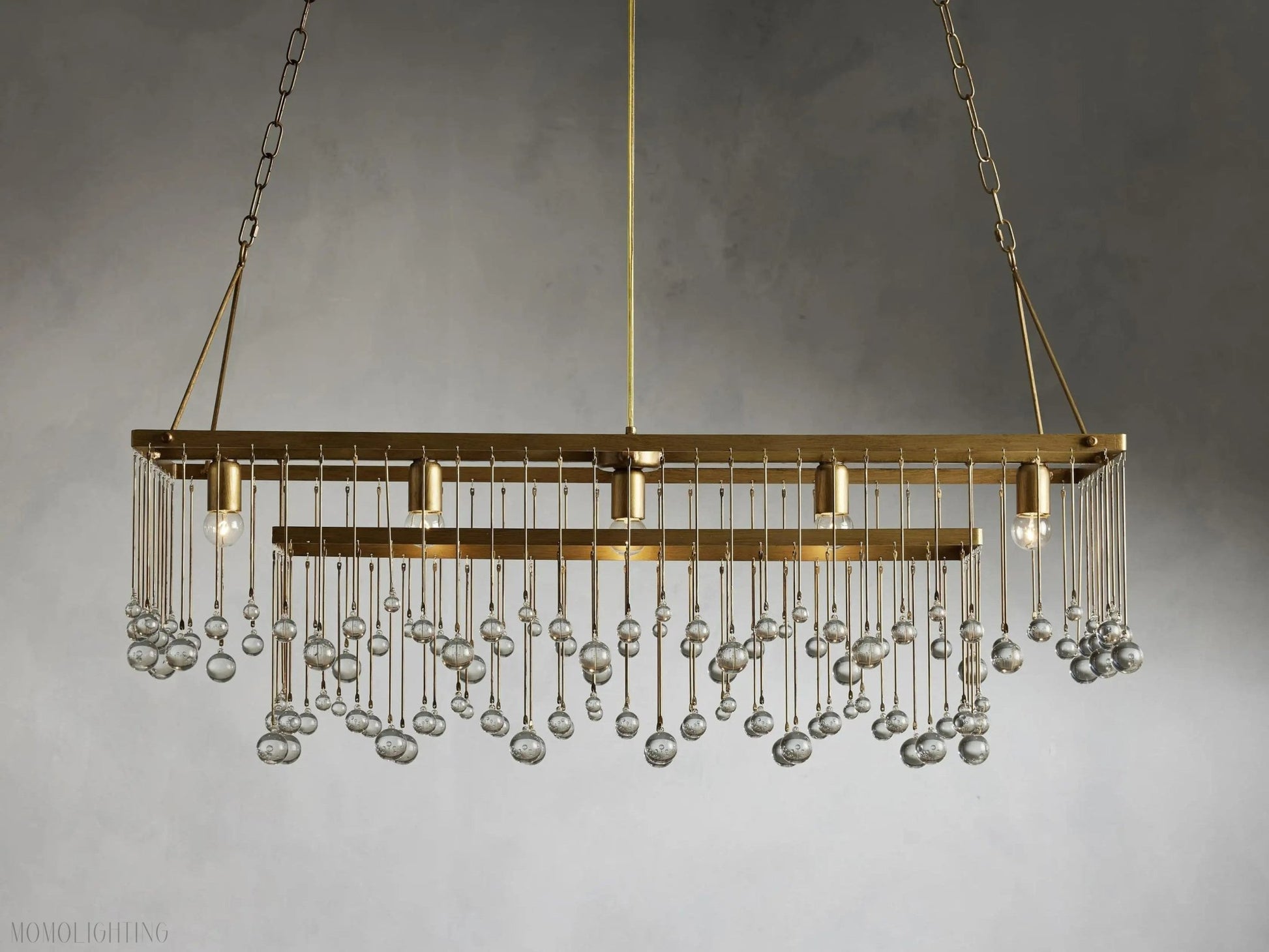 Aubrey Crystal Ball Rectangular Chandelier 47'' 60''-Nobipets