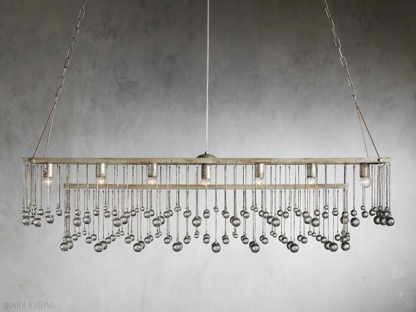 Aubrey Crystal Ball Rectangular Chandelier 47'' 60''-Nobipets