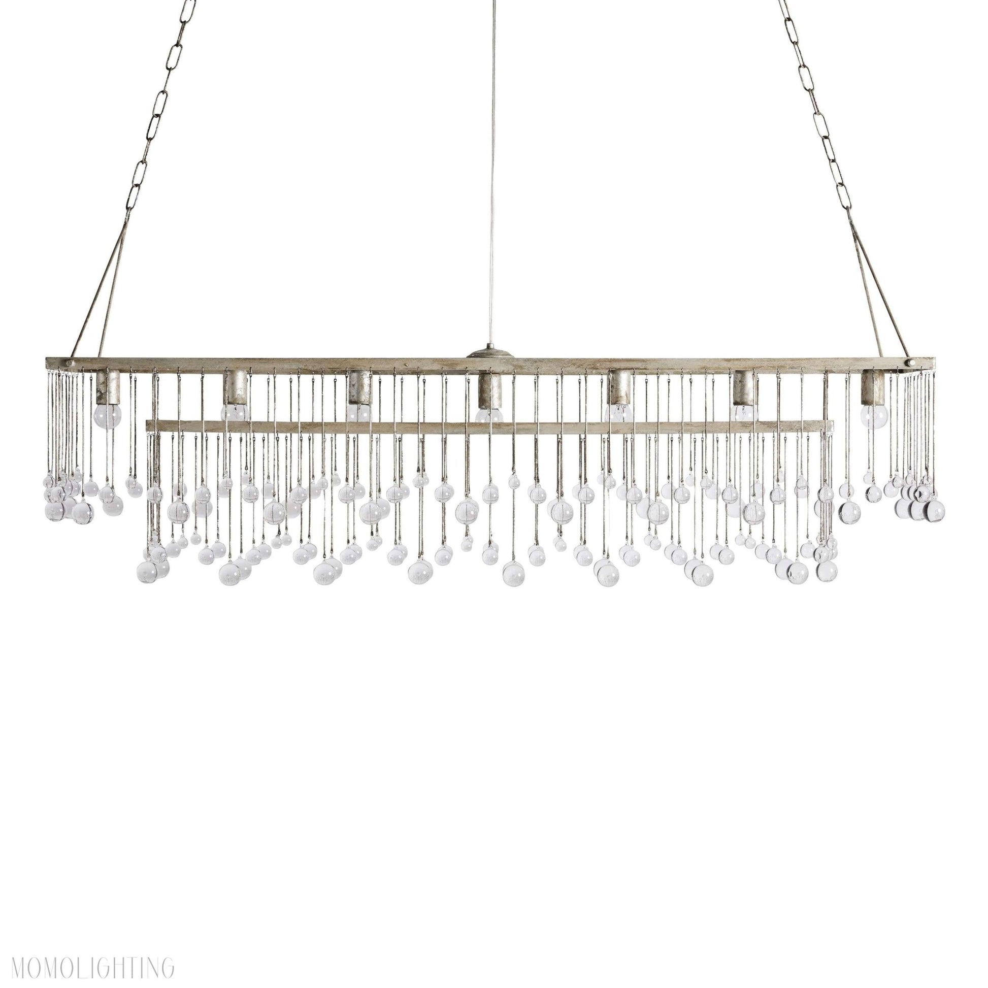 Aubrey Crystal Ball Rectangular Chandelier 47'' 60''-Nobipets