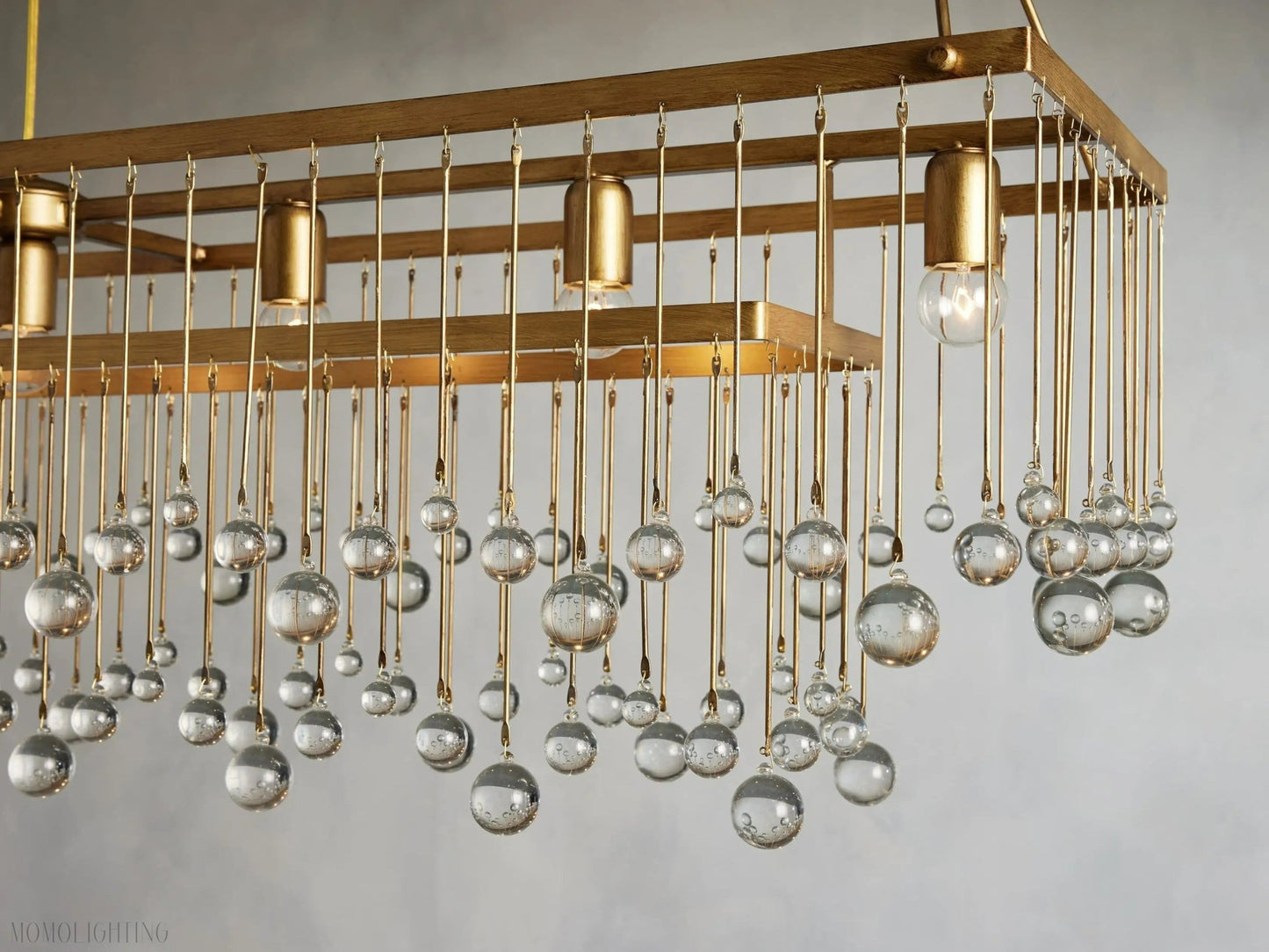 Aubrey Crystal Ball Rectangular Chandelier 47'' 60''-Nobipets