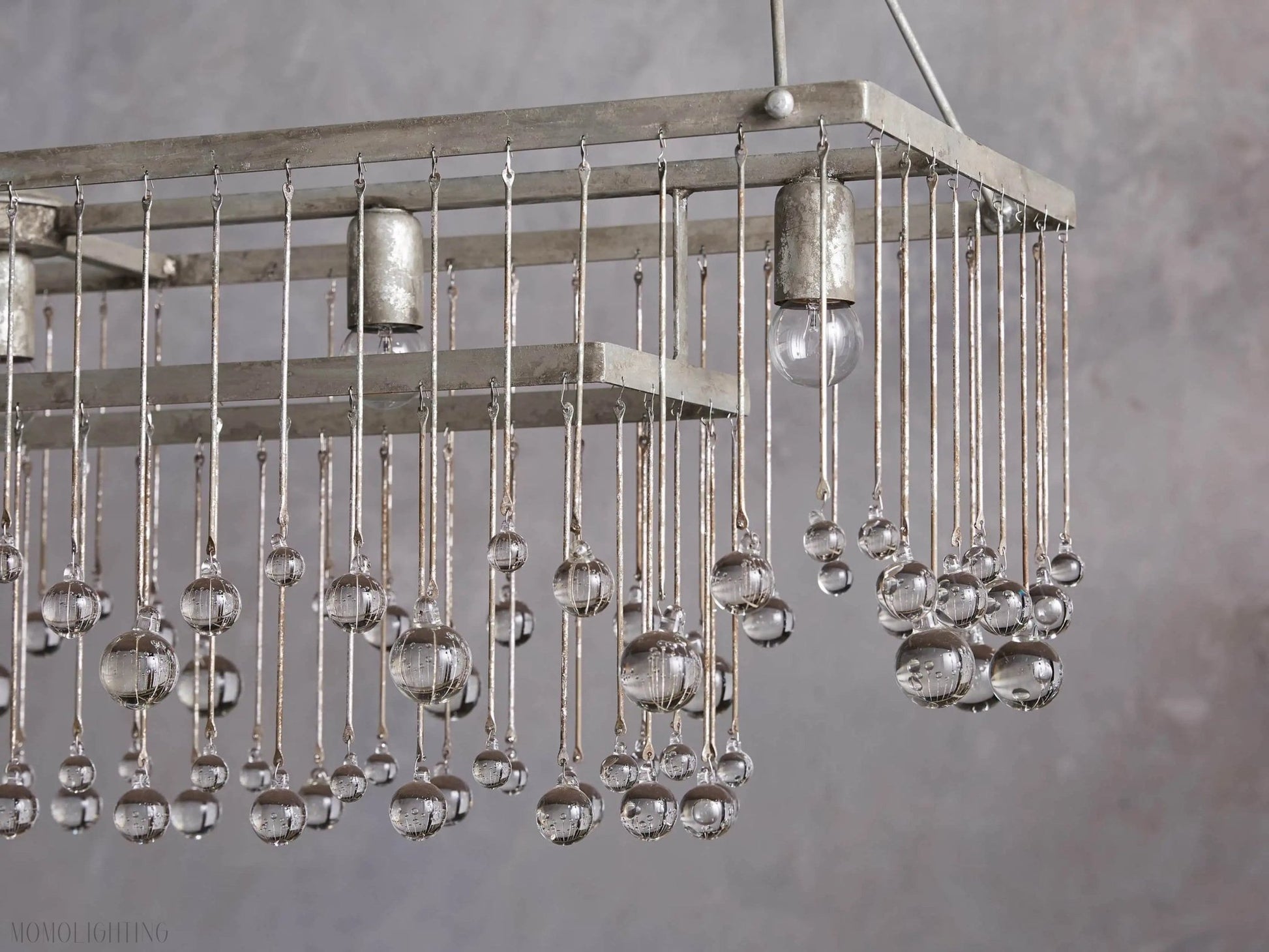 Aubrey Crystal Ball Rectangular Chandelier 47'' 60''-Nobipets