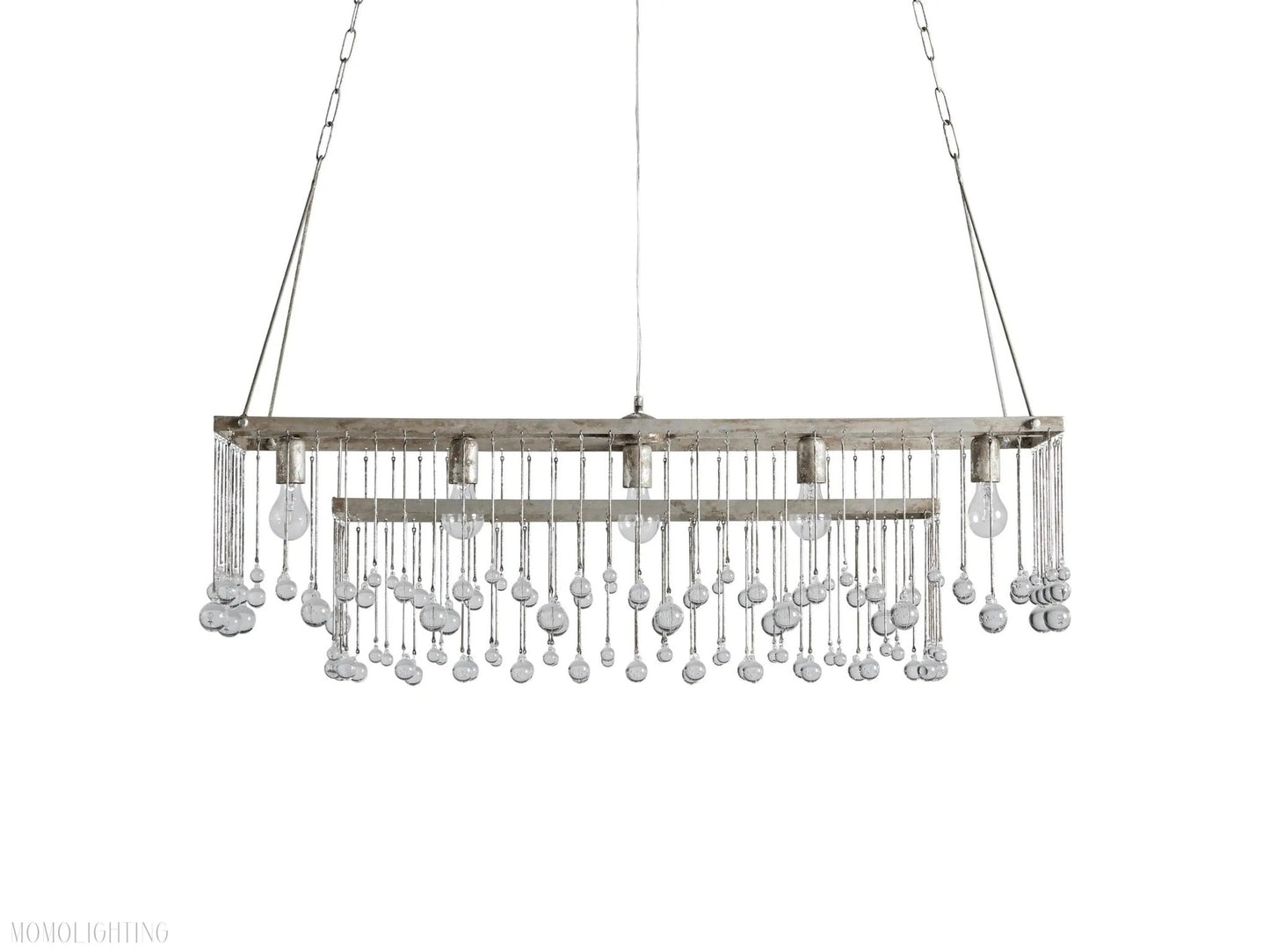 Aubrey Crystal Ball Rectangular Chandelier 47'' 60''-Nobipets