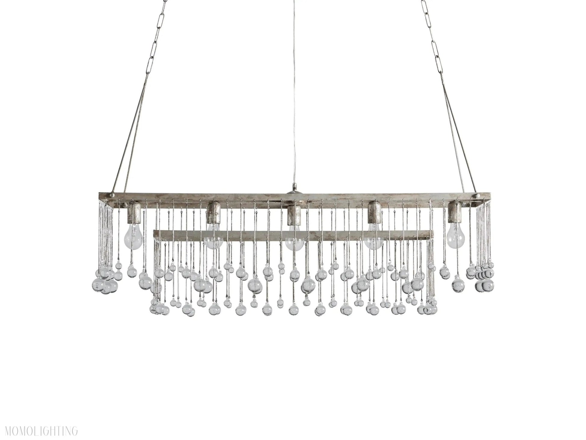 Aubrey Crystal Ball Rectangular Chandelier 47'' 60''-Nobipets