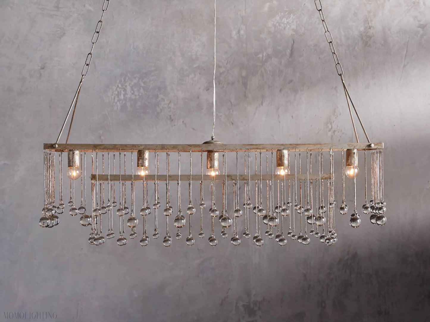 Aubrey Crystal Ball Rectangular Chandelier 47'' 60''-Nobipets