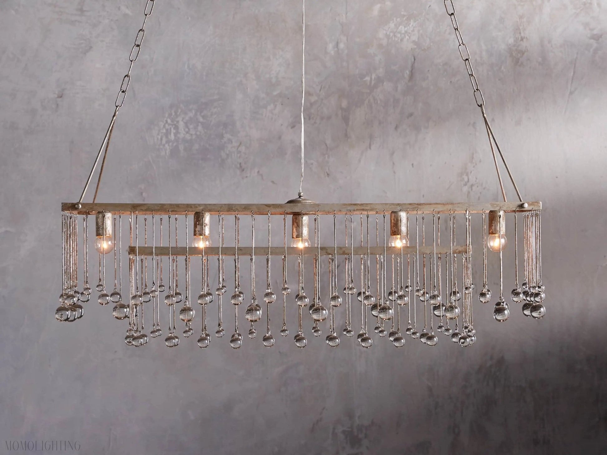 Aubrey Crystal Ball Rectangular Chandelier 47'' 60''-Nobipets