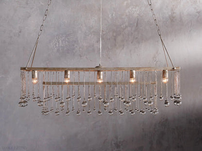 Aubrey Crystal Ball Rectangular Chandelier 47'' 60''-Nobipets