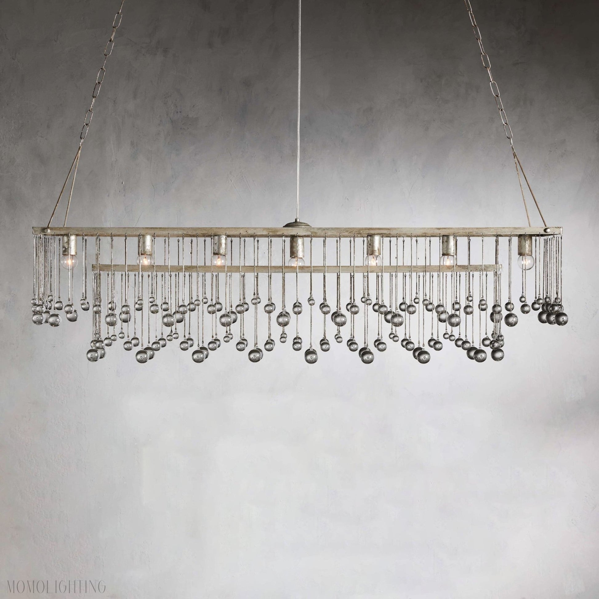 Aubrey Crystal Ball Rectangular Chandelier 47'' 60''-Nobipets