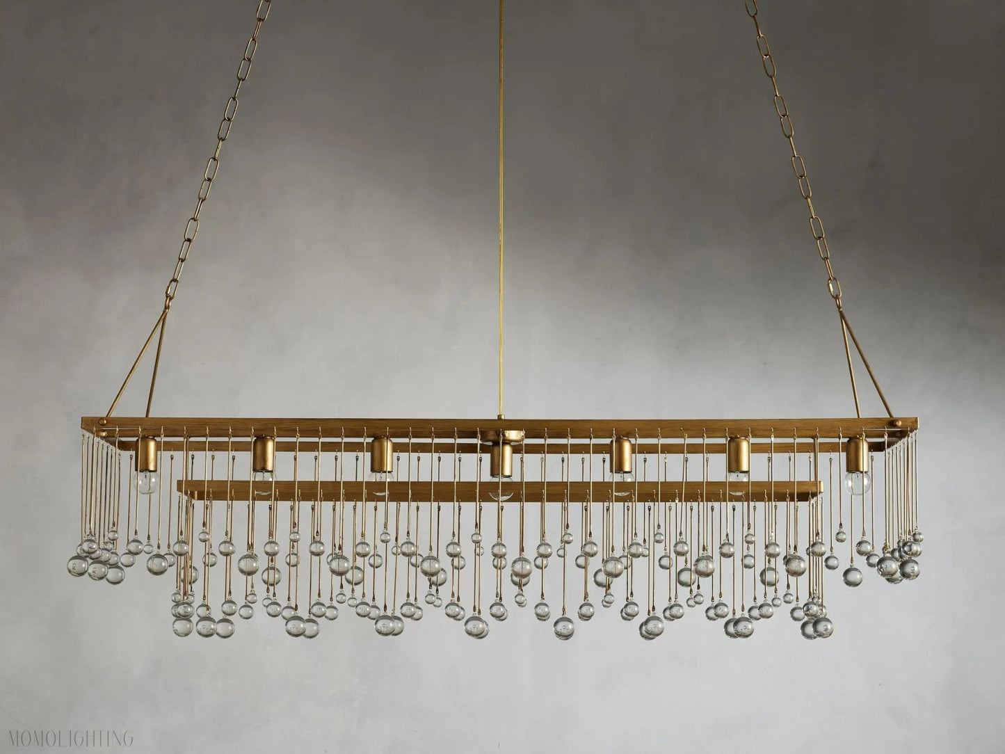 Aubrey Crystal Ball Rectangular Chandelier 47'' 60''-Nobipets