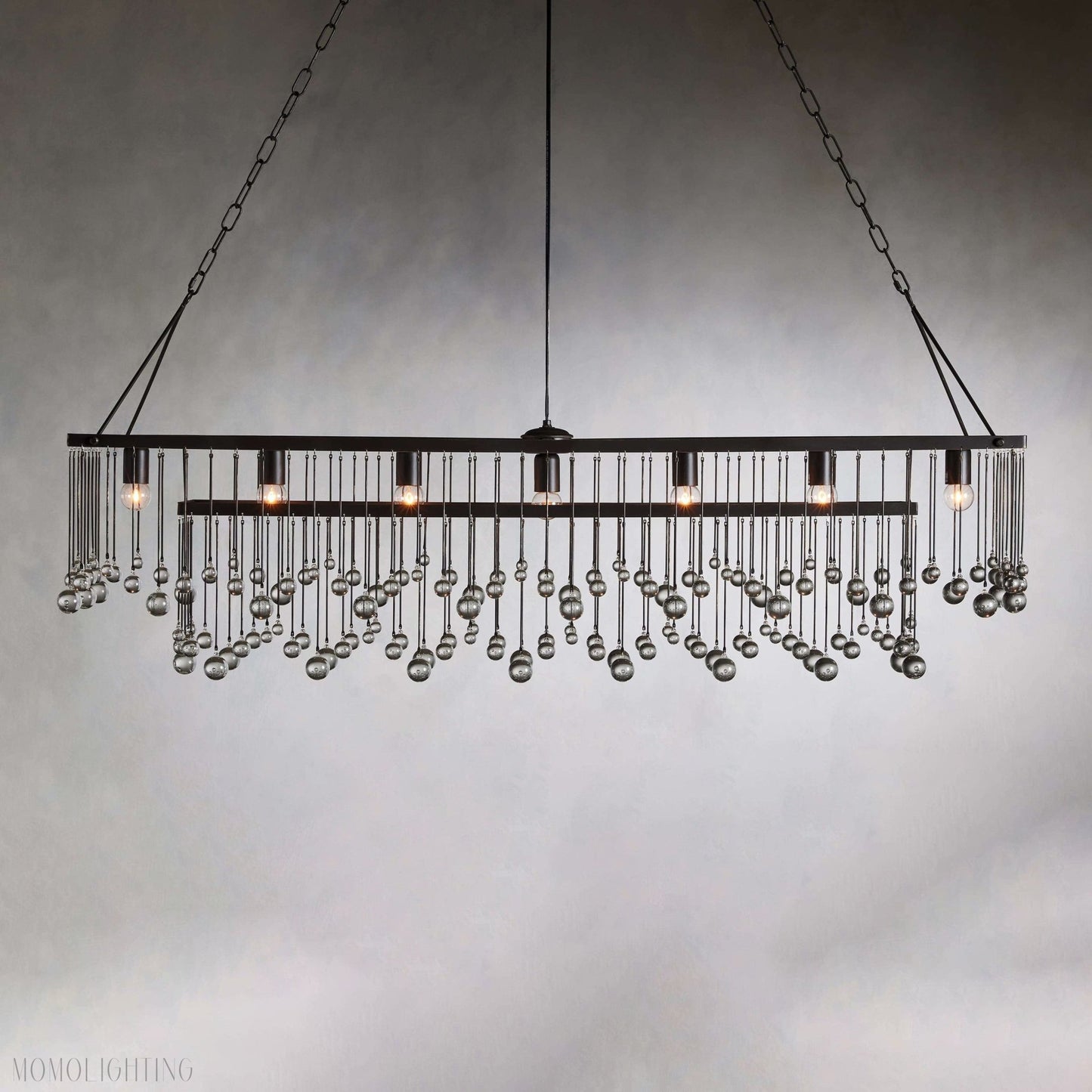 Aubrey Crystal Ball Rectangular Chandelier 47'' 60''-Nobipets