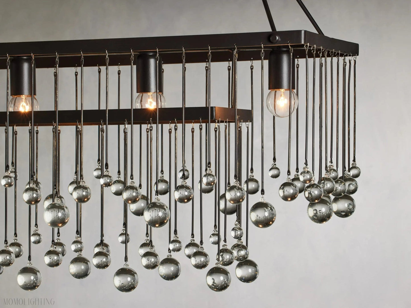 Aubrey Crystal Ball Rectangular Chandelier 47'' 60''-Nobipets