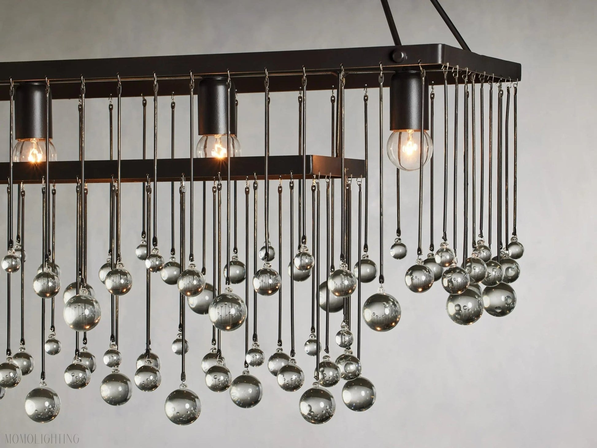 Aubrey Crystal Ball Rectangular Chandelier 47'' 60''-Nobipets