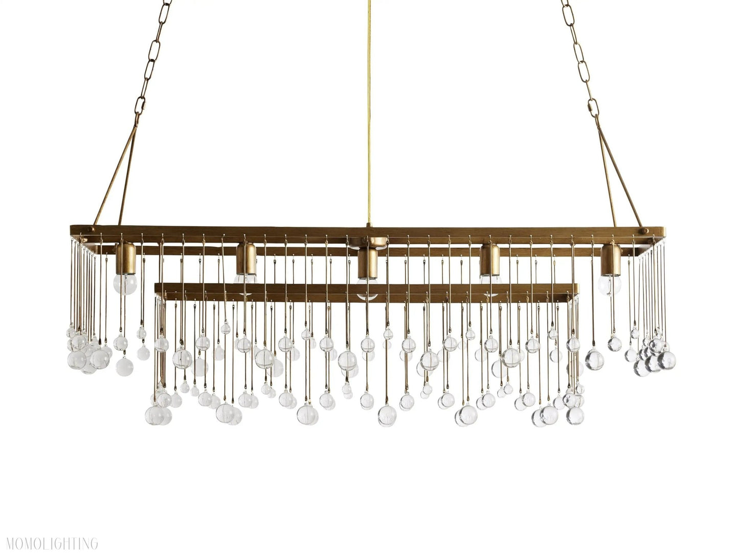 Aubrey Crystal Ball Rectangular Chandelier 47'' 60''-Nobipets