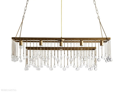 Aubrey Crystal Ball Rectangular Chandelier 47'' 60''-Nobipets