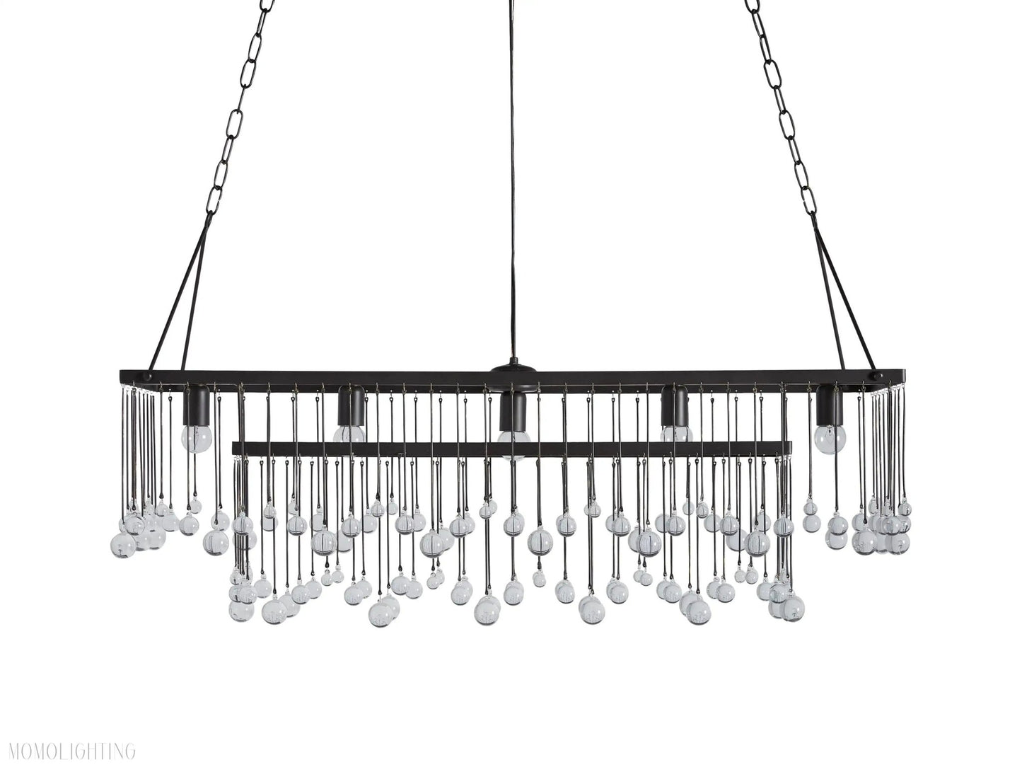 Aubrey Crystal Ball Rectangular Chandelier 47'' 60''-Nobipets