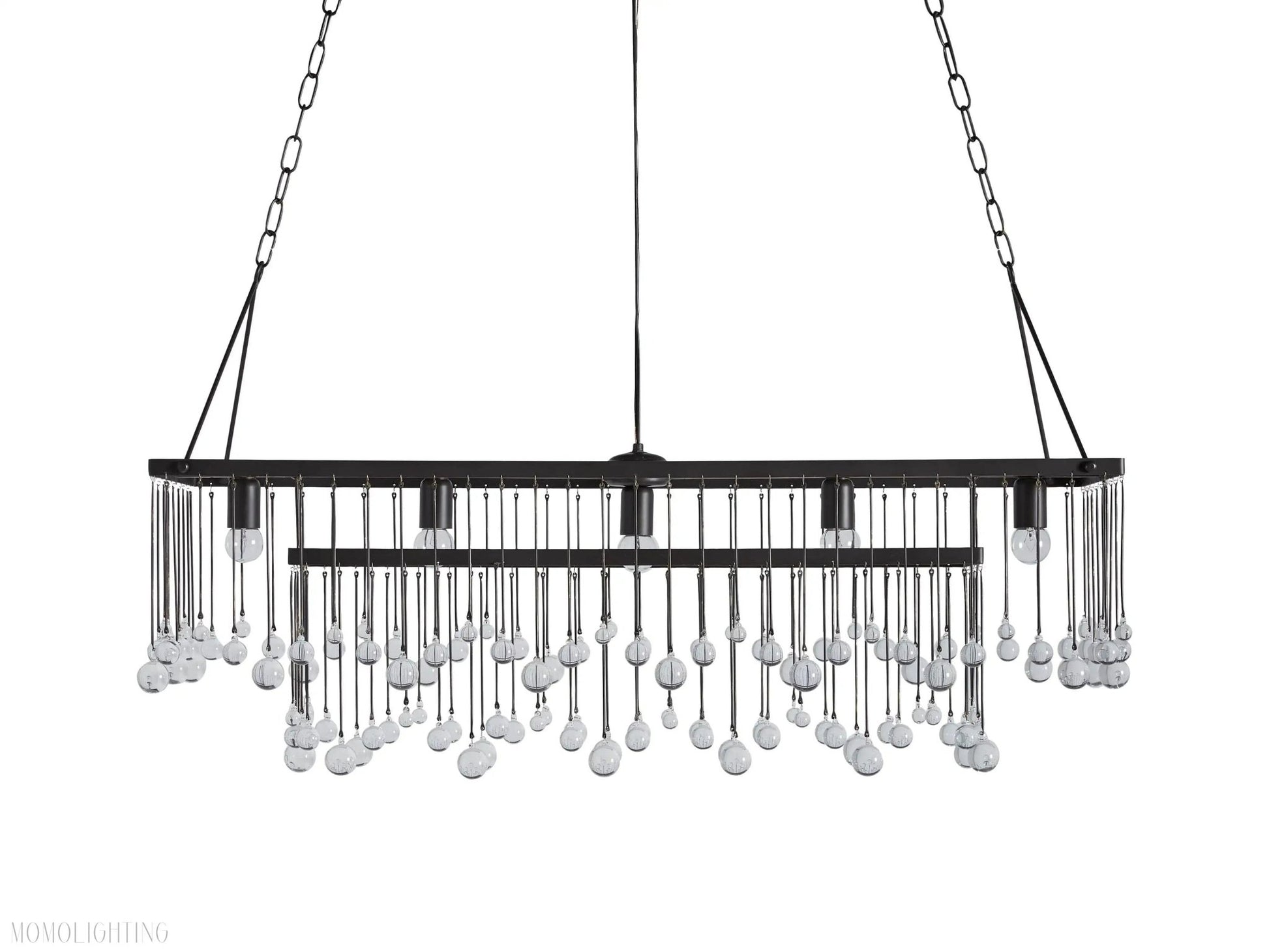 Aubrey Crystal Ball Rectangular Chandelier 47'' 60''-Nobipets