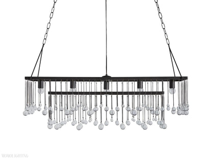 Aubrey Crystal Ball Rectangular Chandelier 47'' 60''-Nobipets