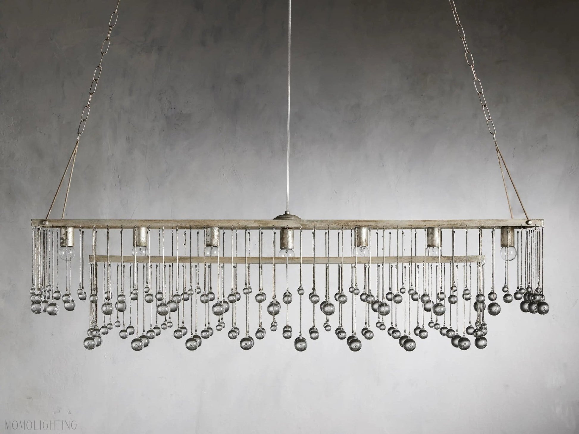 Aubrey Crystal Ball Rectangular Chandelier 47'' 60''-Nobipets