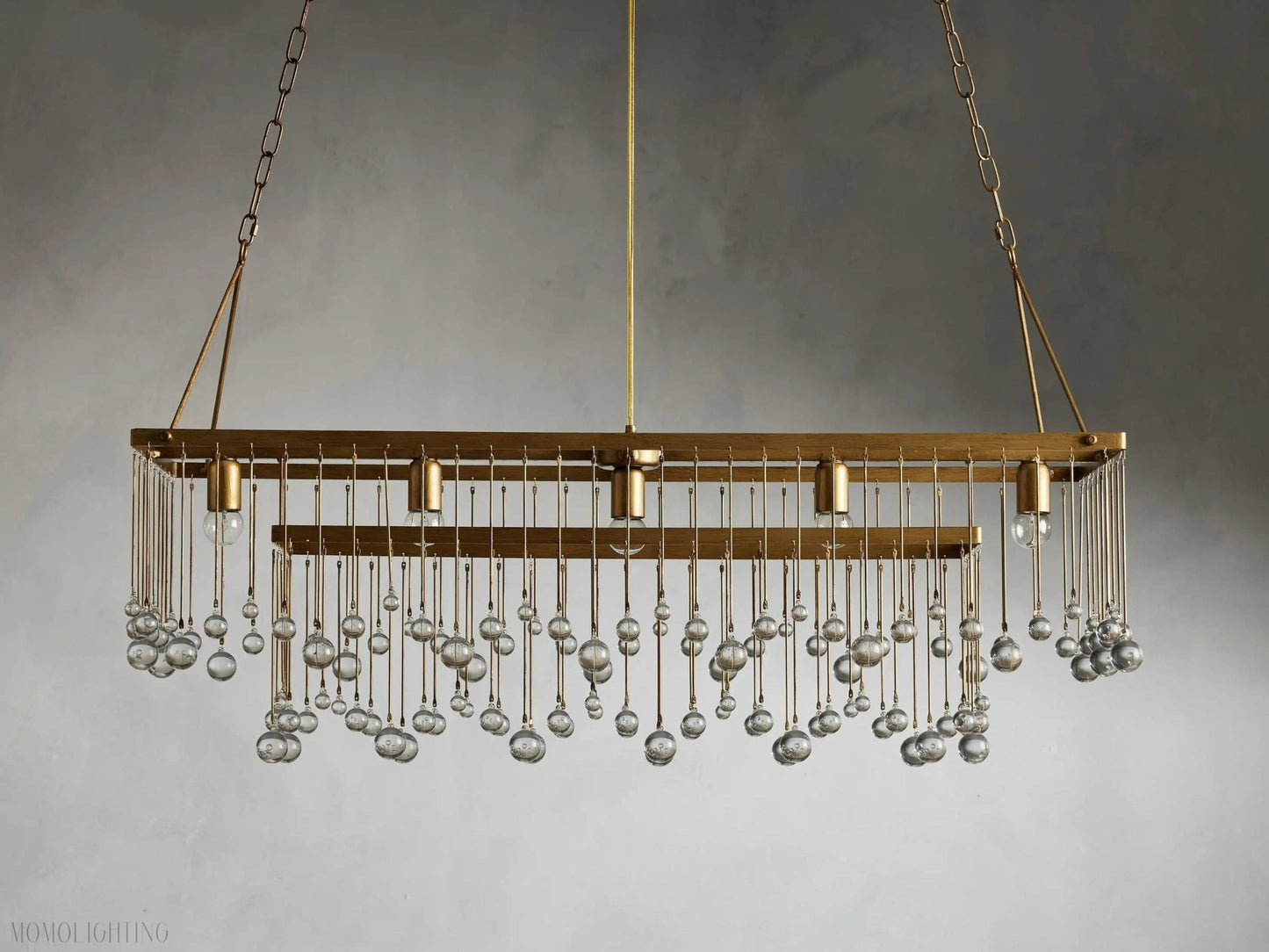 Aubrey Crystal Ball Rectangular Chandelier 47'' 60''-Nobipets