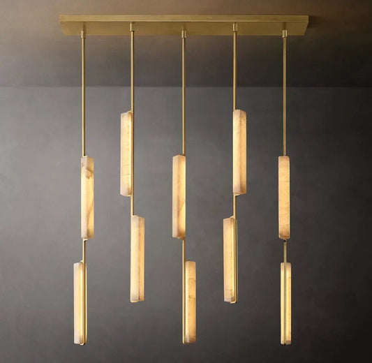 Audon Alabaster Linear Chandelier 54"-Nobipets