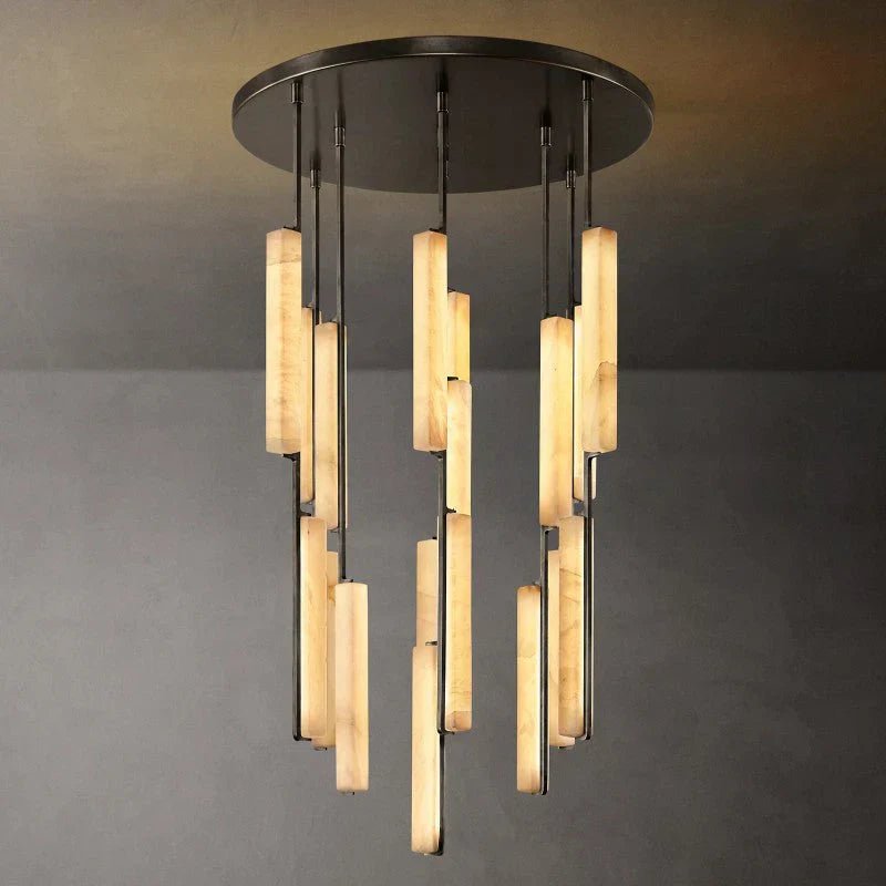 Audon Alabaster Round Chandelier-Nobipets
