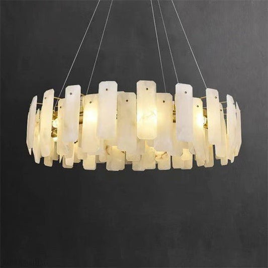 August Marble Alabaster Round chandelier-Nobipets