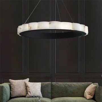 August Mordern Marble Round Chandelier Black-Nobipets