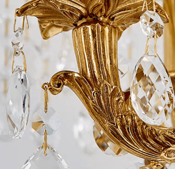 Baroque Luxury Full Copper Crystal Pendent Candle Chandelier for Entryway/Foyer/Dining Room-Nobipets