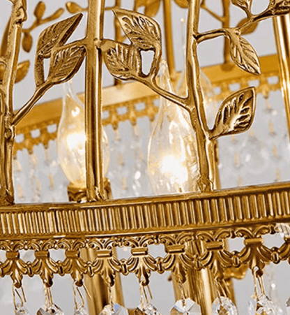 Baroque Luxury Full Copper Crystal Pendent Candle Chandelier for Entryway/Foyer/Dining Room-Nobipets