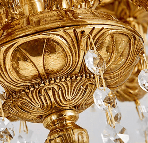 Baroque Luxury Full Copper Crystal Pendent Candle Chandelier for Entryway/Foyer/Dining Room-Nobipets