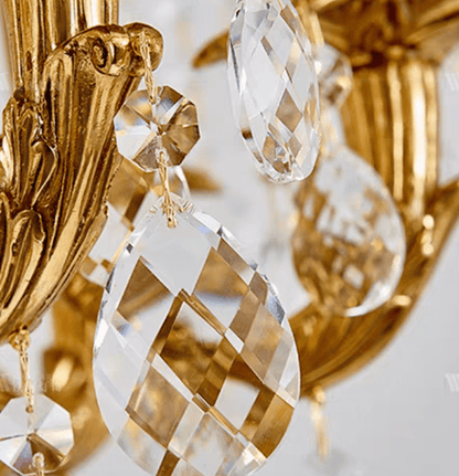 Baroque Luxury Full Copper Crystal Pendent Candle Chandelier for Entryway/Foyer/Dining Room-Nobipets