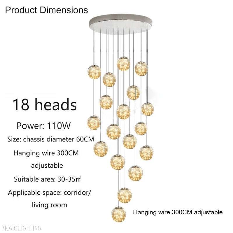 Bella Glass Ball Chandelier-Nobipets