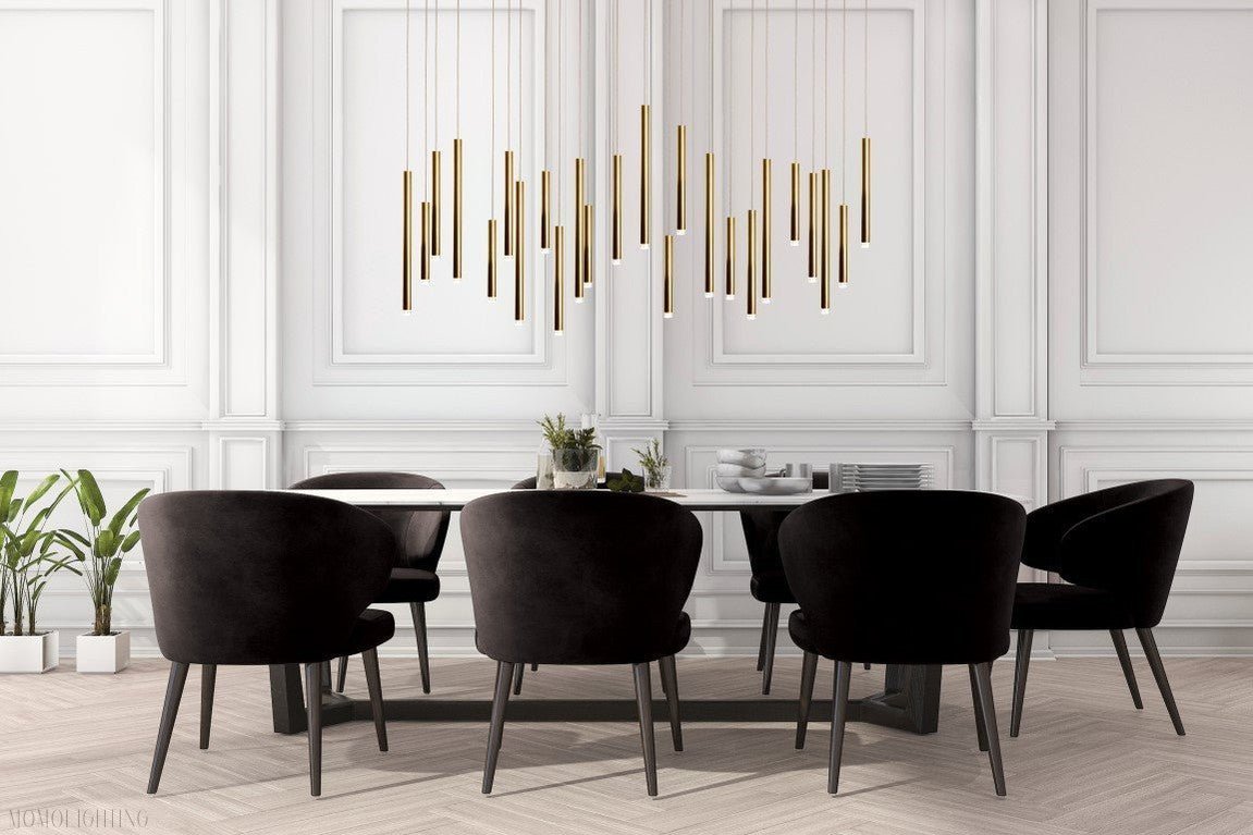 Bellini Rectangular Tri-Tone Tubular Pendant Light Chandelier-Nobipets