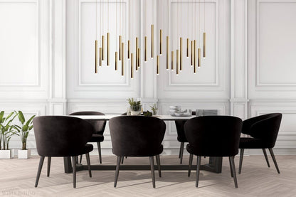 Bellini Rectangular Tri-Tone Tubular Pendant Light Chandelier-Nobipets