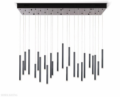 Bellini Rectangular Tri-Tone Tubular Pendant Light Chandelier-Nobipets