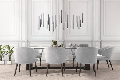 Bellini Rectangular Tri-Tone Tubular Pendant Light Chandelier-Nobipets