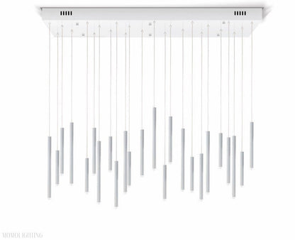 Bellini Rectangular Tri-Tone Tubular Pendant Light Chandelier-Nobipets