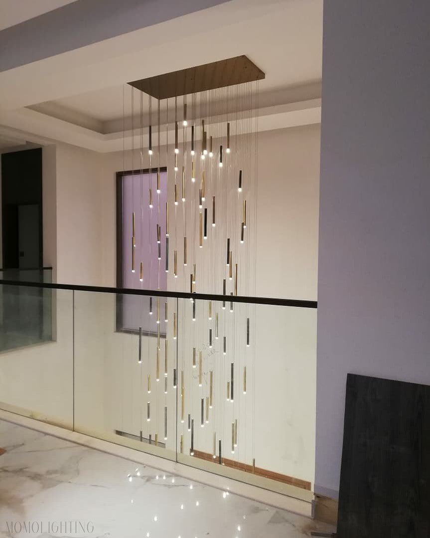 Bellini Rectangular Tubular Pendant Light Chandelier-Nobipets