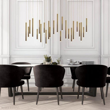 Bellini Rectangular Tubular Pendant Light Chandelier-Nobipets